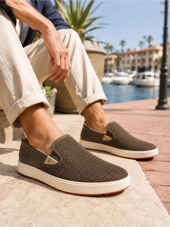 OLUKAI Other - OluKai Lae‘ahi Mesh Slip-On Sneakers Men’s 9.5 Olive Comfort Travel Shoes
